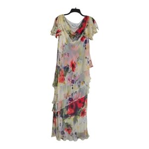CATTINA FLOWY UNIQUE FEMININE WEDDING GUEST FLOWERED DRESS SIZE 16